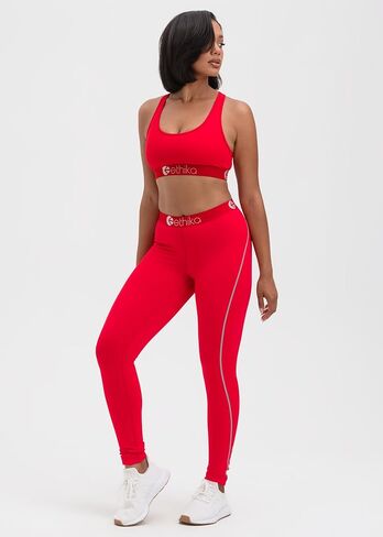 Ethika نسائي متمدد بالكامل مع خصر عالي مناسب للارتداء النشط - أحمر نيون تحت الصفر in Kuwait
