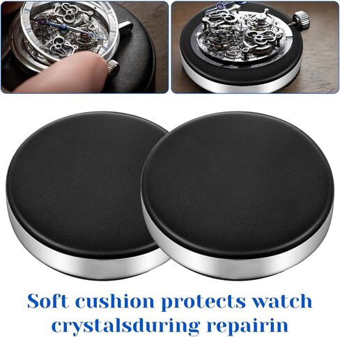 2PCS Watch Cushion, Leather Watch Building Kit, Round Watch Movement Holder, for Movement Changing Battery Repair Kit Tool, Black in Saudi Arabia