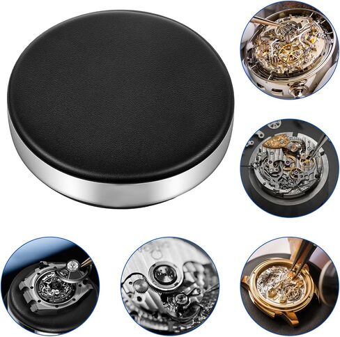 2PCS Watch Cushion, Leather Watch Building Kit, Round Watch Movement Holder, for Movement Changing Battery Repair Kit Tool, Black in Saudi Arabia