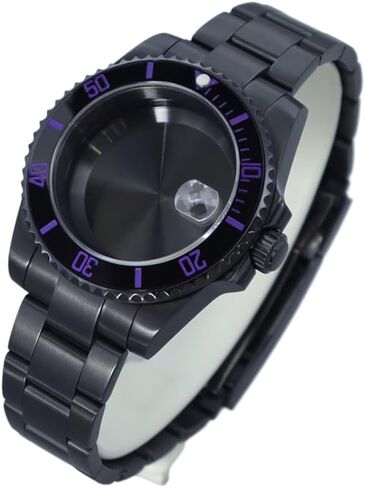 40mm Mechanical Men SUB Black Steel Diver Watch Case Rotating Bezel for NH35 NH36 Miyota8215 Movement Watch Parts in Saudi Arabia