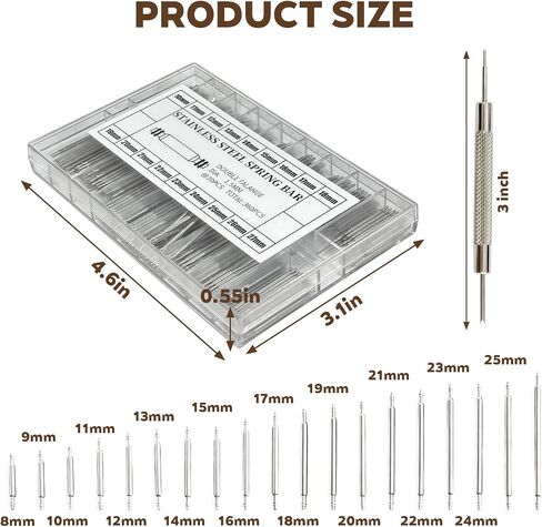 Chedin Watch Link Remover Kit with Spring Bar Tool and 360Pcs Watch Band Pins 8-25mm Lengths for Strap Adjustment and Repair in Saudi Arabia