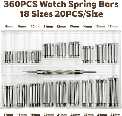 Chedin Watch Link Remover Kit with Spring Bar Tool and 360Pcs Watch Band Pins 8-25mm Lengths for Strap Adjustment and Repair in Saudi Arabia