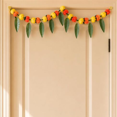 LOVENSPIRE Marigold Mango Leaf Door Toran, Diwali Decoration, Bhandarwal, Day of The Dead, Marigold Garland for Decoration, Pooja Items (36 Inch) in Kuwait