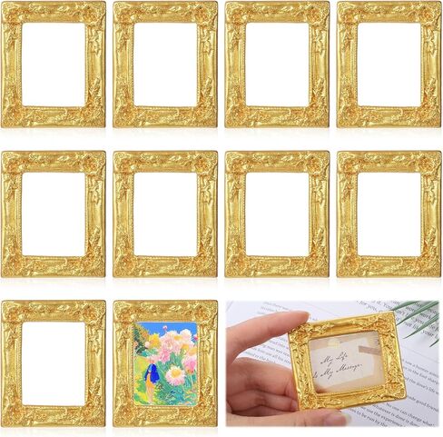 Tucnoeu 10 PCS mini vintage frames, Baroque Antique mini photo frame, miniature picture frames small frames Rectangle Wall Hanging Display Table Frame for Christmas DIY Jewelry Holiday Wedding in Kuwait