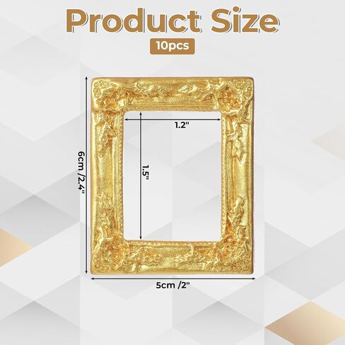 Tucnoeu 10 PCS mini vintage frames, Baroque Antique mini photo frame, miniature picture frames small frames Rectangle Wall Hanging Display Table Frame for Christmas DIY Jewelry Holiday Wedding in Kuwait