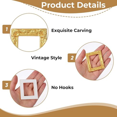 Tucnoeu 10 PCS mini vintage frames, Baroque Antique mini photo frame, miniature picture frames small frames Rectangle Wall Hanging Display Table Frame for Christmas DIY Jewelry Holiday Wedding in Kuwait