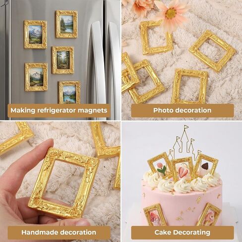 Tucnoeu 10 PCS mini vintage frames, Baroque Antique mini photo frame, miniature picture frames small frames Rectangle Wall Hanging Display Table Frame for Christmas DIY Jewelry Holiday Wedding in Kuwait