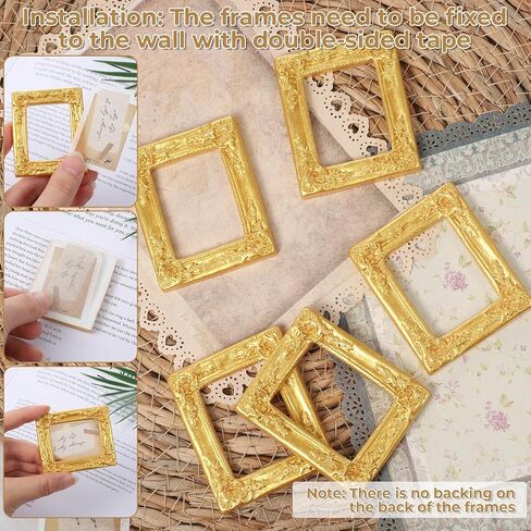 Tucnoeu 10 PCS mini vintage frames, Baroque Antique mini photo frame, miniature picture frames small frames Rectangle Wall Hanging Display Table Frame for Christmas DIY Jewelry Holiday Wedding in Kuwait