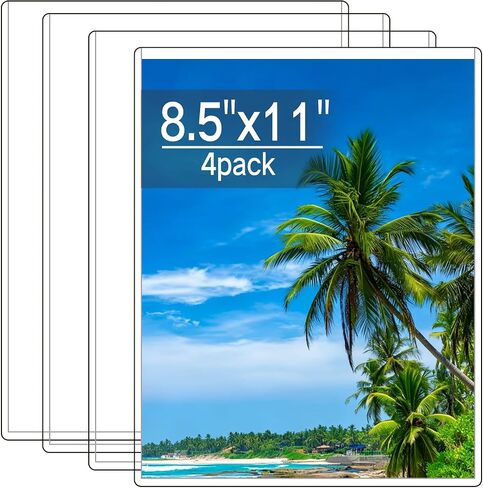 إطارات صور مقاس 8 × 10، 4 إطارات صور PVC للجدار، إطارات صور شفافة بدون إطار مقاس 8 × 10، حامل لافتات مثبت على الحائط مقاس 8 × 10 للمنزل والمدرسة والمكتب in Kuwait