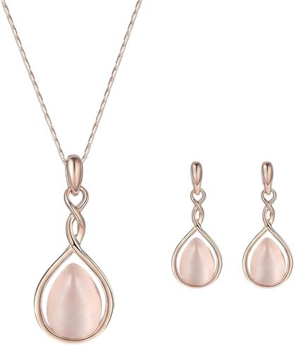 Rose Gold Jewelry Set, Elegant Pearl Necklace and Earrings, Classic Design for Various Occasions, Sturdy Materials and Comfortable Wear in Saudi Arabia
