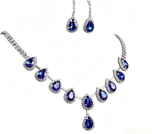 Two-piece Set Women's Blue Teardrop Crystal Jewelry Set, Pop Style Water Droplet Shaped Inlay, Ideal Gift for Birthday Anniversary,Gift for Her Party Wedding in Kuwait