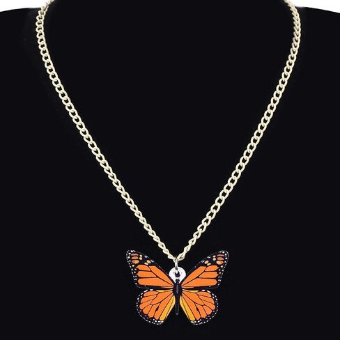 NEWEI Acrylic Monarch Necklace Earrings Charms Morpho Butterfly Jewelry Sets Insect Dangle Drop Pendant for Women Summer Accessories in Kuwait