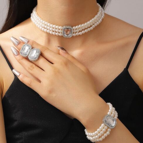 Pearl Jewelry Set for Women Christmas Gifts Jewelry Wedding Guest Accessories in Kuwait
