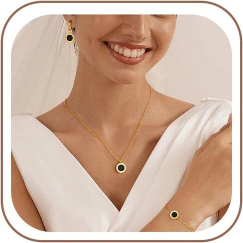 Gold Jewelry Set for Women - Dainty 14K Gold Plated Roman Numeral Jewelry Set with Earrings, Bracelets, Necklace Non Tarnish Simple Cute Jewelry Gifts for Women in Saudi Arabia
