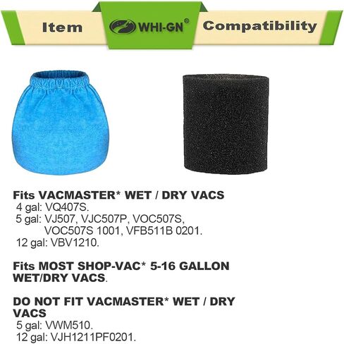 15 Pack VRC5 Reusable Cloth Filter Bags for Vacmaster 4 to 16 Gallon Wet/Dry Vacuums, Shop Vac Dust Filter Bags Replacement in Kuwait