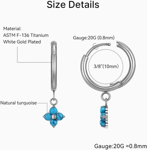 1 Pair ASTM F136 Titanium Flower Huggies Hoop Earrings for Helix Conch Earlobe in Saudi Arabia