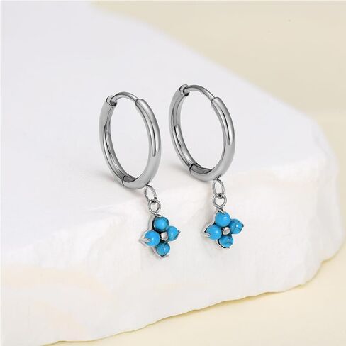 1 Pair ASTM F136 Titanium Flower Huggies Hoop Earrings for Helix Conch Earlobe in Saudi Arabia
