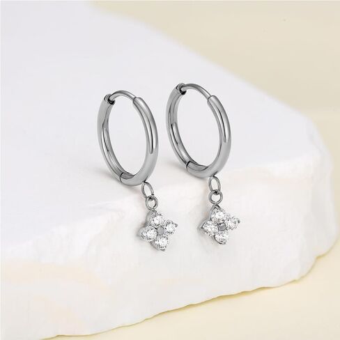 1 Pair ASTM F136 Titanium Flower Huggies Hoop Earrings for Helix Conch Earlobe in Saudi Arabia
