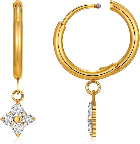 1 Pair ASTM F136 Titanium Flower Huggies Hoop Earrings for Helix Conch Earlobe in Saudi Arabia