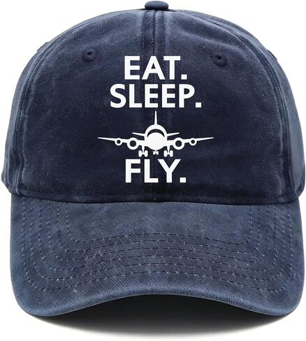 Pilot Gifts for Men, Aviation Gift for Aviator Attendant Aeronautics Aeronautical Student- Vintage Washed Hat for Birthday Christmas Graduation - Eat Sleep Fly - Adjustable Baseball Cap in Saudi Arabia