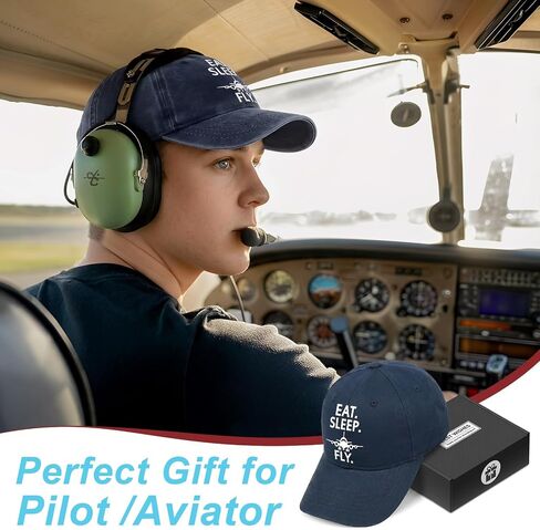 Pilot Gifts for Men, Aviation Gift for Aviator Attendant Aeronautics Aeronautical Student- Vintage Washed Hat for Birthday Christmas Graduation - Eat Sleep Fly - Adjustable Baseball Cap in Saudi Arabia