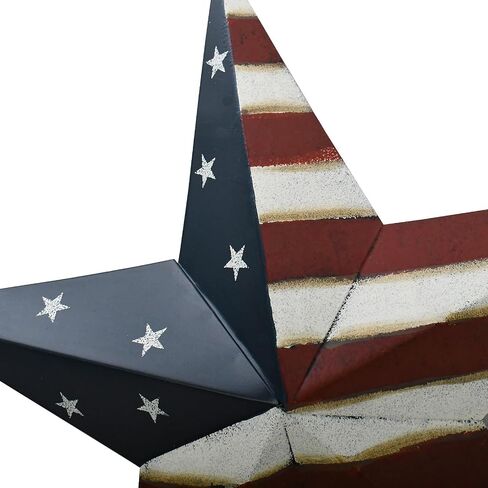 Linfevisi Metal American Flag Barn Star Wall Decor Patriotic Hanging USA Red White Blue Star Stripes Welcome Wall Art Outdoor 4th of July Decorations for Door Window Outside Country Farmhouse 12 Inch in Saudi Arabia