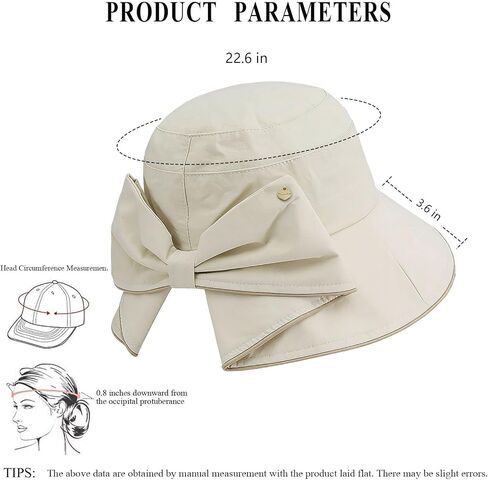 Women's Foldable Wide Brim Bucket Hat -Sun Hat Solid Color, Piping Detail, Bow - Accented Ponytail Opening for Trendy in Kuwait