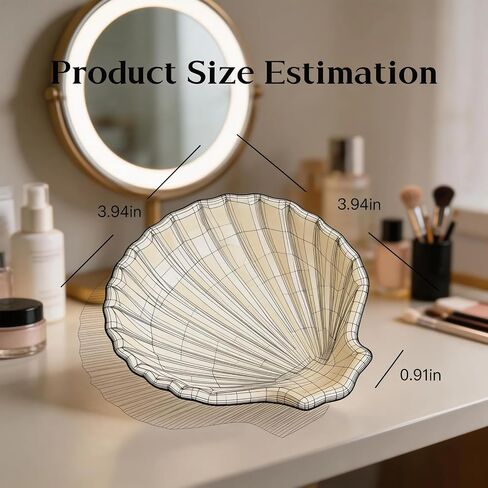 2 Pack Ceramic Shell Jewelry Tray, Iridescent White Jewelry Plate Dish, Decorative Shell Jewelry Dish for Rings, Earrings, Necklaces, Bathroom & Vanity Decor in Kuwait