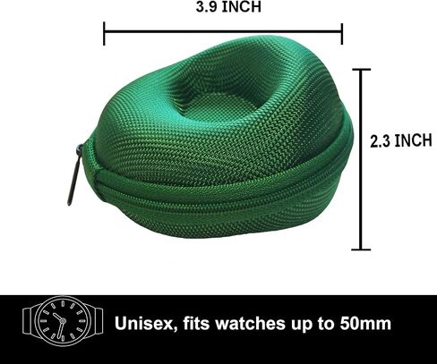 Portable Single Watch Case | Zippered Travel Storage Box with Soft Cushion For Wristwatches & Smart Watches up to 50mm Compact Protection for Men & Women (Green) in Kuwait