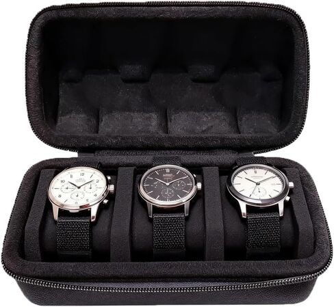 Portable Single Watch Case | Zippered Travel Storage Box with Soft Cushion For Wristwatches & Smart Watches up to 50mm Compact Protection for Men & Women (Green) in Kuwait