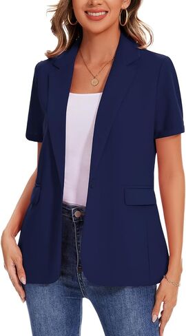 Short Sleeve Blazers for Women Trendy One Button Lapel Casual Blazer Dressy Work Office Suit Jackets in Saudi Arabia