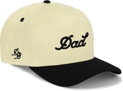 قبعة Snapback منظمة من Dad للرجال - شعار مطرز منتفخ ثلاثي الأبعاد، لونين كريمي وأسود، قفل سريع قابل للتعديل، قبعة عالية الجودة مكونة من 5 ألواح - قبعة هدية مضحكة للأب in Kuwait