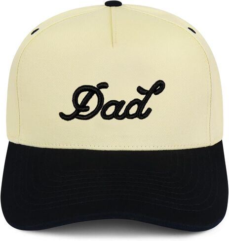 قبعة Snapback منظمة من Dad للرجال - شعار مطرز منتفخ ثلاثي الأبعاد، لونين كريمي وأسود، قفل سريع قابل للتعديل، قبعة عالية الجودة مكونة من 5 ألواح - قبعة هدية مضحكة للأب in Kuwait