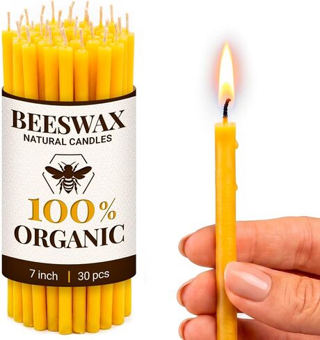Natural Candles 7" 15 pcs Best Candle Pure Deep Yellow Bee Wax with Great Honey Scent and Cotton Wicks - Eco Friendly 100% Candles for Decoration Home Birthday Cake 110440 in Saudi Arabia