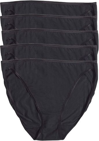 Felina | So Smooth Modal Hi Cut Panty | Hi Leg Opening Panties for Women | 5-Pack (Black, Large) in Kuwait