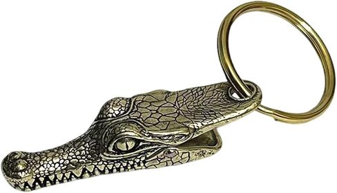 Brass Alligator Keychain - Men's Key Holder with Edgy Style, Vintage Multi-Tool Carabiner, Mechanical Key Organizer for Enthusiasts in Saudi Arabia
