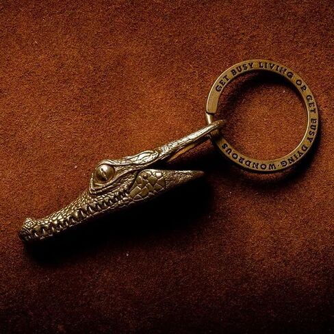 Brass Alligator Keychain - Men's Key Holder with Edgy Style, Vintage Multi-Tool Carabiner, Mechanical Key Organizer for Enthusiasts in Saudi Arabia