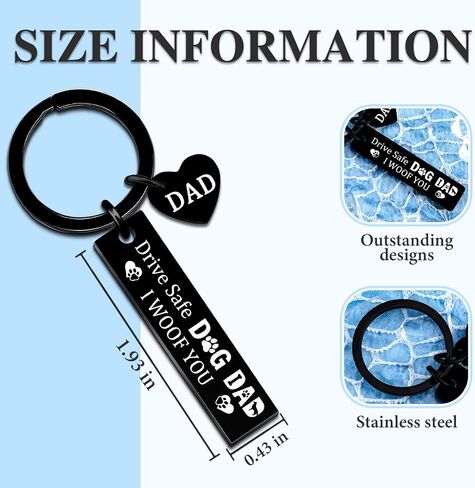 Happy Fathers Day Gift for Dog Dad Dogs Keychain Dogs Lovers Gifts for Men Daddy Drive Safe Key Ring Puppy Owner Gift for Daddy from Mom Birthday Christmas Presents for Pet Owner in Saudi Arabia
