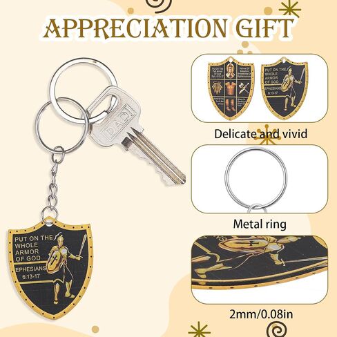 100 Pcs Christian Put on The Whole Armor of God Keychain Bulk Religious Gifts for Men Women - Acrylic Dog Tag Favor with Inspirational Message (1.77 Inches) in Saudi Arabia