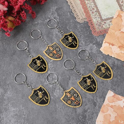 100 Pcs Christian Put on The Whole Armor of God Keychain Bulk Religious Gifts for Men Women - Acrylic Dog Tag Favor with Inspirational Message (1.77 Inches) in Saudi Arabia