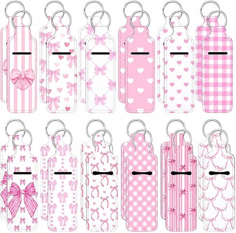 24-Pack Keychain Chapstick Holder, Cute Pocket Lip Balm Holder Keychain, 12 Designs, Lip Balm Holder Keychain in Saudi Arabia