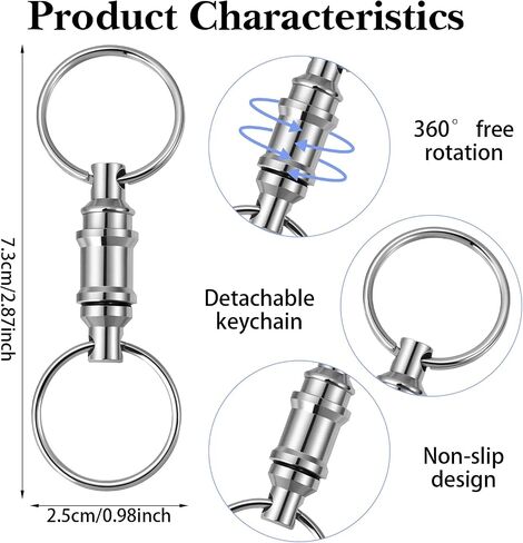 2 PCS Quick Release Keychain Detachable Key Ring Quick Release with 2 Split Rings for Men Car Purse Bag Accessories in Saudi Arabia