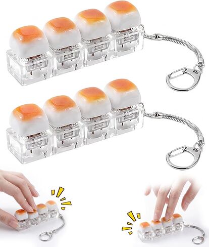 2 PCS Keyboard Fidget Keychain, Caramel Bread Relief Stress Clicky Key Board Keychain for Adults in Saudi Arabia