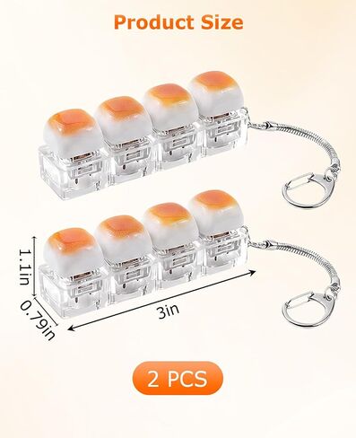 2 PCS Keyboard Fidget Keychain, Caramel Bread Relief Stress Clicky Key Board Keychain for Adults in Saudi Arabia