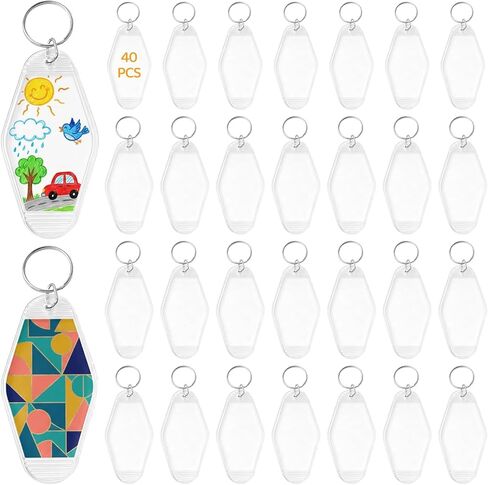 40 Pcs Motel Keychain Blanks, Hotel Keychain Blank, Retro Clear Plastic Diamond Shape Key Tags, Vintage Style Hotel Key Fobs, 3.5 x 1.8 in Bulk Pack for Luggage, Keys, DIY Projects in Saudi Arabia