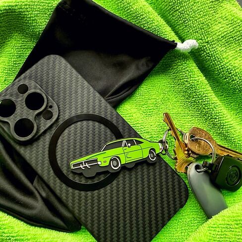 Vintage Ltd. Keychain Inspired by 1969 Dodge Charger – Soft Durable Rubber Key FOB – Classic Muscle Car Accessory – Gift for Dodge Owners (Bright Green Metallic) in Saudi Arabia