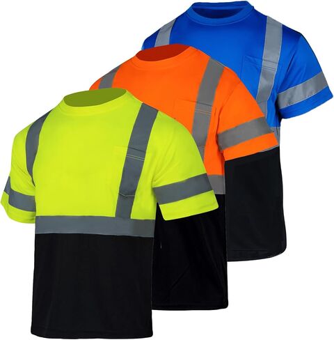 FONIRRA 3 Pack Safety Reflective High Visibility Shirt for Men Hi Vis Construction Work Shirts with Short Sleeve_ in Saudi Arabia