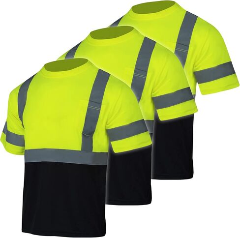 FONIRRA 3 Pack Safety Reflective High Visibility Shirt for Men Hi Vis Construction Work Shirts with Short Sleeve_ in Saudi Arabia