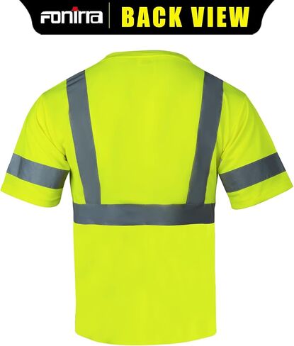FONIRRA 3 Pack Safety Reflective High Visibility Shirt for Men Hi Vis Construction Work Shirts with Short Sleeve_ in Saudi Arabia
