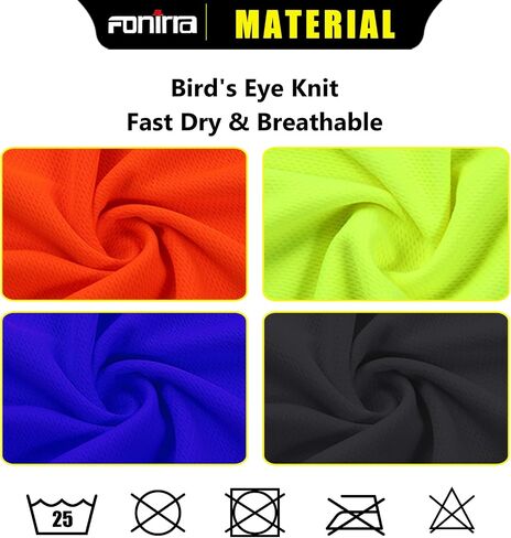 FONIRRA 3 Pack Safety Reflective High Visibility Shirt for Men Hi Vis Construction Work Shirts with Short Sleeve_ in Saudi Arabia